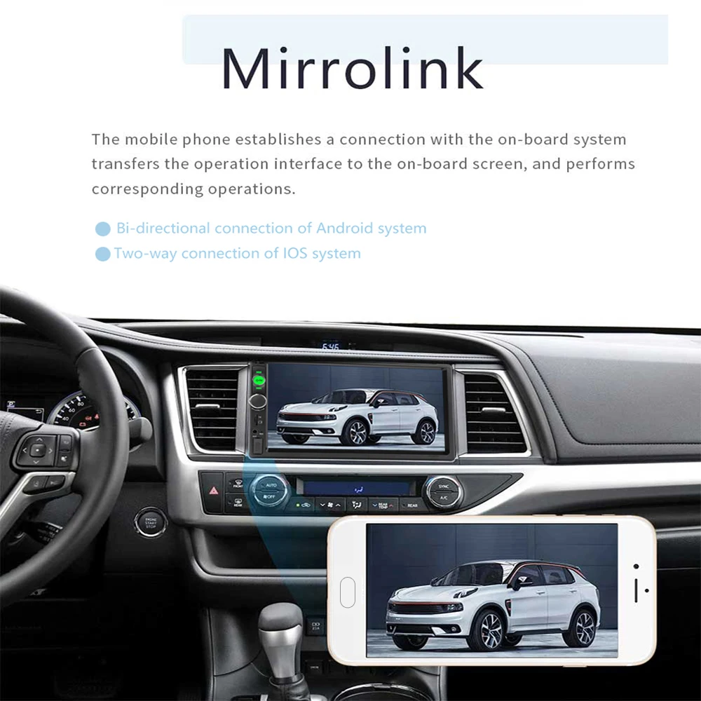 Автомагнитолы 2 DIN " Full HD Сенсорный экран Mirrorlink цифровой стерео Bluetooth аудио Музыка обоих концах для подключения внешних устройств к автомобильной магнитолы MP5 мультимедийный плеер