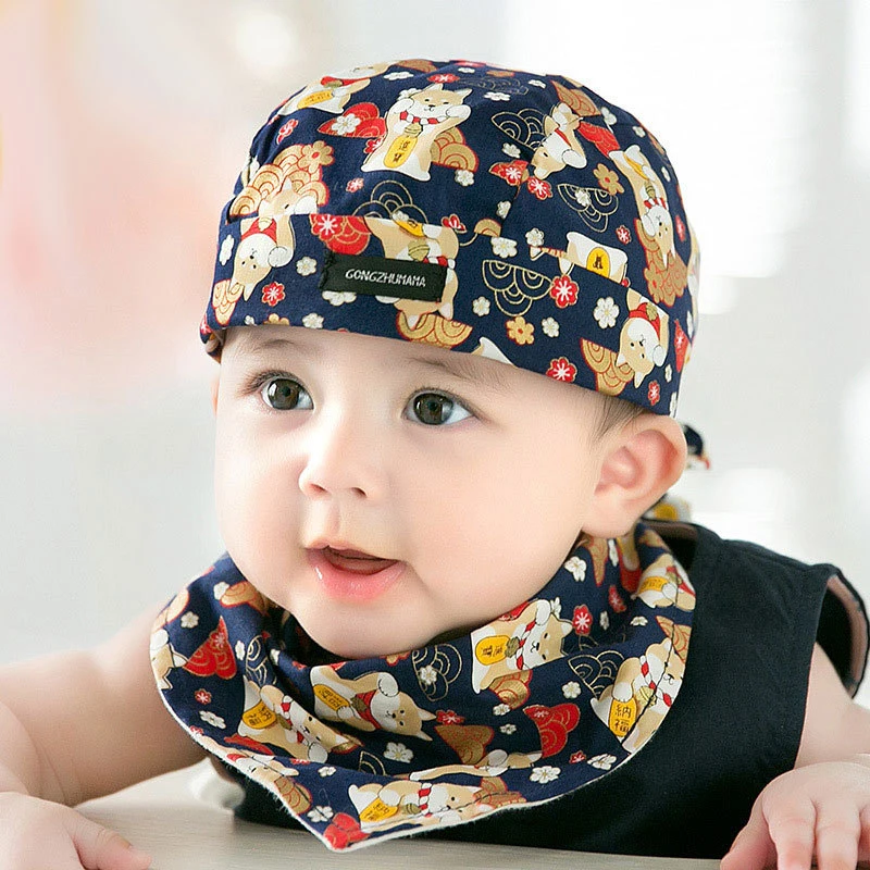 2Pcs/Set Cotton Baby Turban Beanie Printing Warm Caps Soft Hat For Newborn Girls Boys Elastic Toddler Infant Spring Headwear New