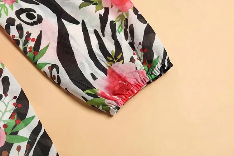 SEQINYY/шифоновое платье; Новинка года; сезон лето-весна; модное дизайнерское женское Элегантное Длинное Платье с принтом зебры и бантом и длинным рукавом