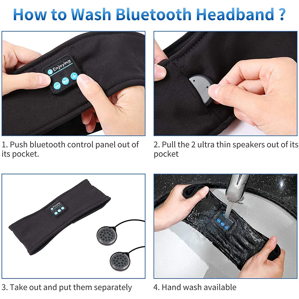 Sleep Eye Mask with Bluetooth 5.0 Headphones Soft Elastic Comfortable Headband ASMR Sleeping  Band 10H Music 4