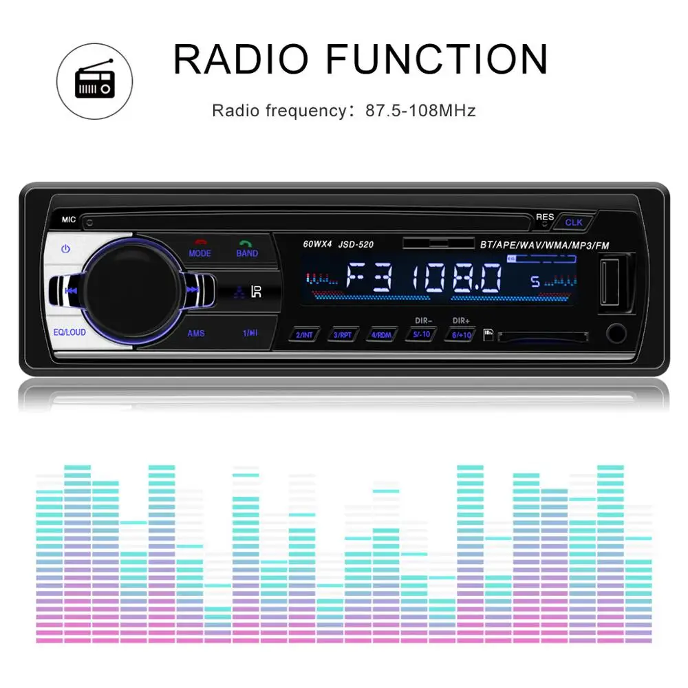 Автомобильный радиоприемник с Bluetooth автомобильный стерео радио FM Aux вход
