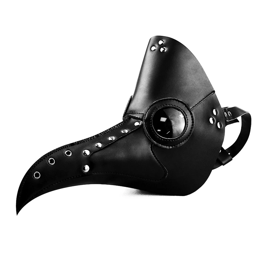 Plague Doctor Black Death Mask Leather Halloween Steampunk PU Carnival Cosplay Adult De Peste Adult Spectacle Mask Grim Reaper