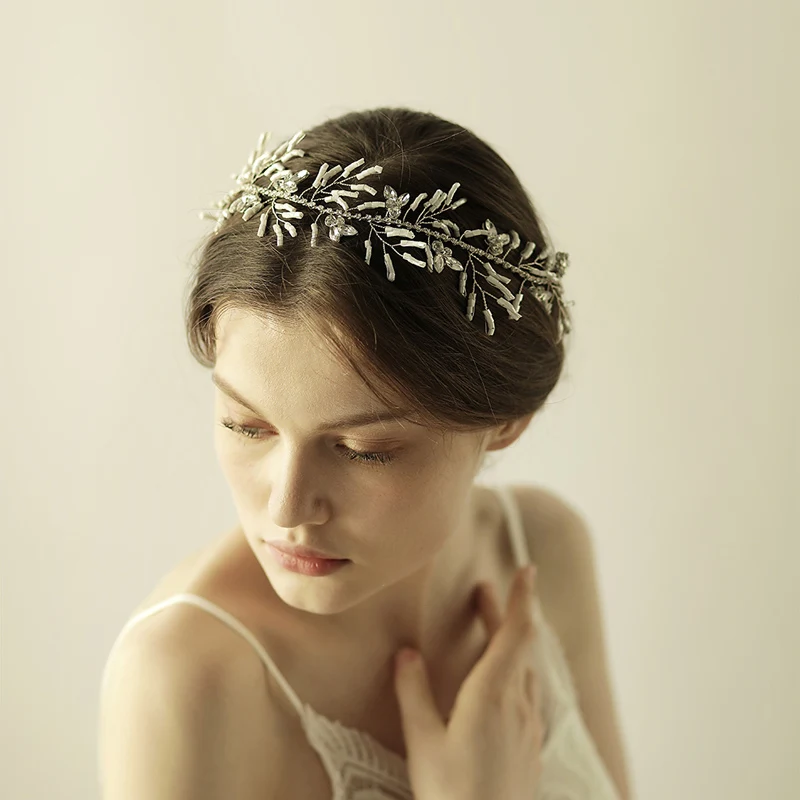 

O856 Japan pearl wedding fashion ladies hair headbands custom elastic sweet chain hairbands bridal tiara for women