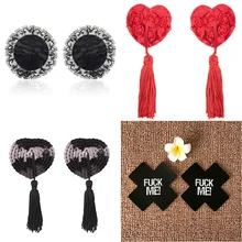 Сексуальное нижнее белье, аксессуары, скрытый бесшовный силиконовый бюстгальтер, с кисточками, в форме сердца, с блестками, сексуальный бюстгальтер для груди, соска