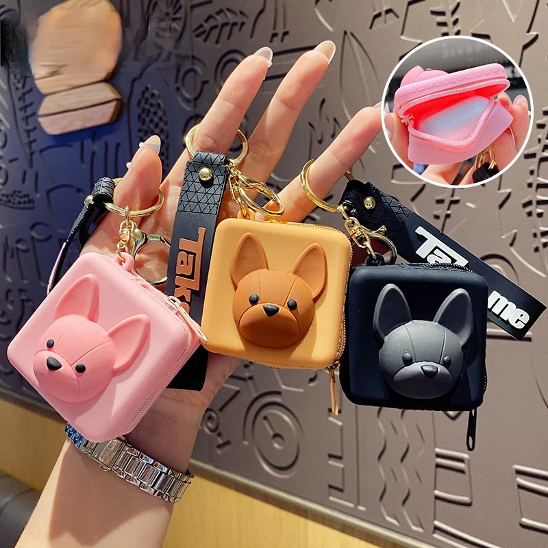 Cartoon Bulldog Anime Keychain Ladies Personalized Coin Bag Accessories Lovers Friends Cute Gift Keyring Llavero | Украшения и