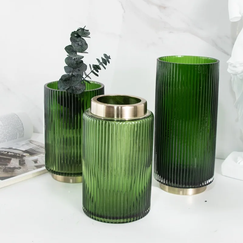 

Простое прозрачное прямое зеленое стекло ваза гидропонный цветочный горшок Цветочная композиция настольное украшение для дома