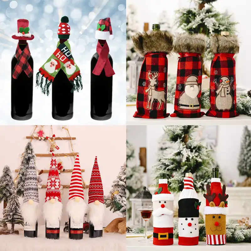 1pcクリスマスワインボトルのダストカバーバッグディナーパーティーテーブル装飾サンタクロースシャンパンボトル家のクリスマス飾り ペンダント ドロップ装飾品 Aliexpress
