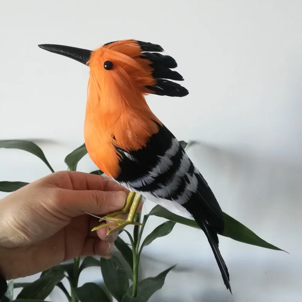 Около 30 см пена и перья Hoopoe птица твердая модель hoopoe сценический реквизит, украшение дома и сада Рождественский подарок w0175