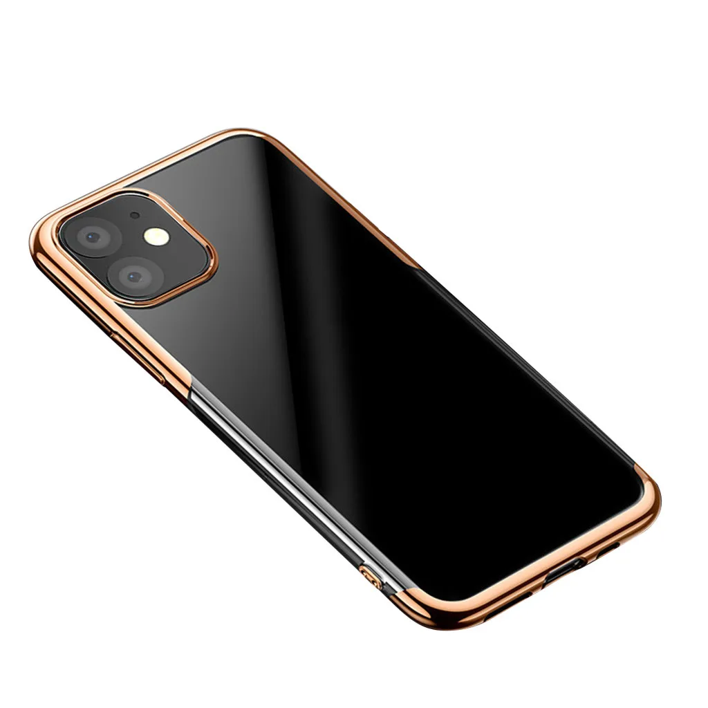 Для iPhone 11 чехол Ультратонкий Прозрачный мягкий ТПУ покрытие амортизация противоударный бампер прозрачный силиконовый чехол для телефона чехол - Цвет: Gold
