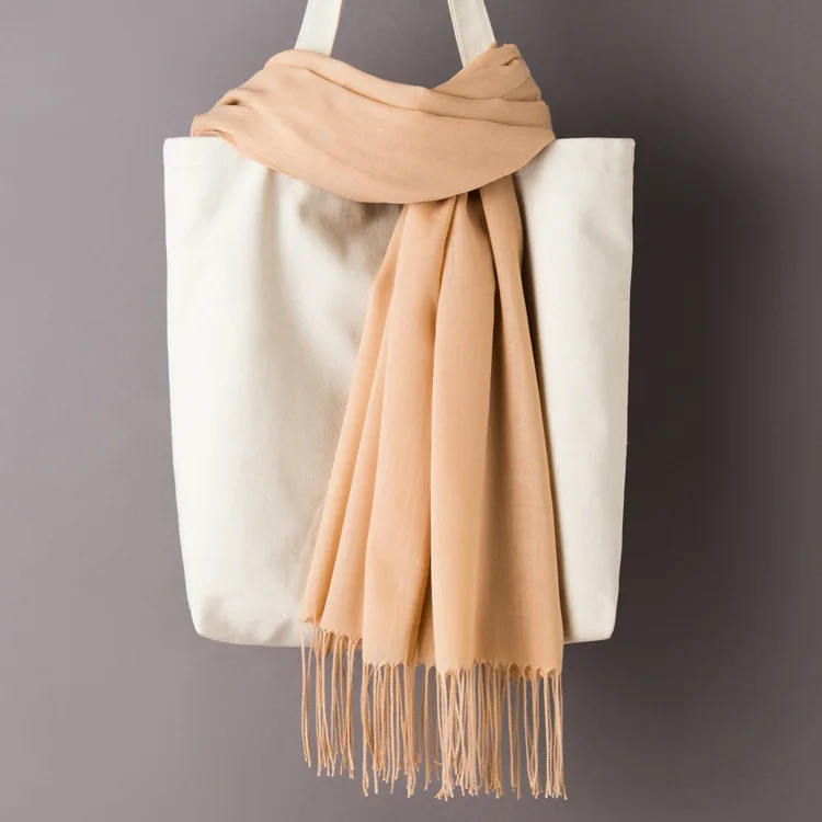 Camel Scarf Женские однотонные кашемировые шарфы с кисточками, осень, новые мягкие теплые шарфы для девушек и женщин, тонкий длинный шарф, Женская шаль, мужской шарф - Цвет: Camel Scarf