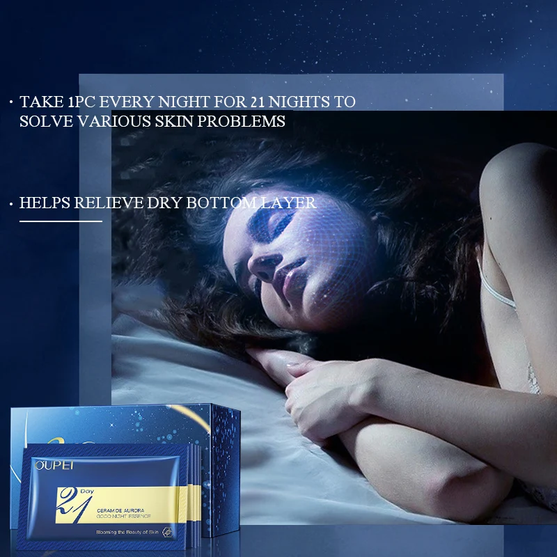 21 шт. Ceramide Aurora сыворотка Good Night Essence Сыворотка для лица Успокаивающая Увлажняющая увлажнение с осветляющим эффектом Усадочные поры кожи уход