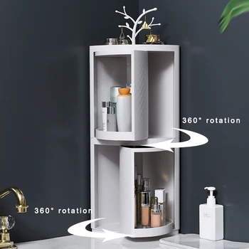 

Multi-function Storage Rack 360 Degree Rotating Triangular Shelf for Bathroom Corner Jewelry display stand Scaffale triangolare