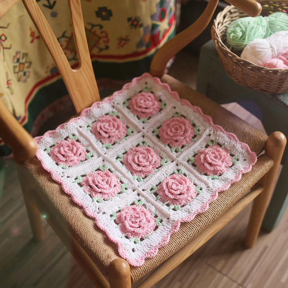 ^Cheap Handmade sofa Pink rose flower cushion outdoor Tea Ceremony Hand hooked decoration cushion felt pastoral style ^Cheap Handmade sofa Pink rose flower cushion outdoor Tea Ceremony Hand hooked decoration cushion felt pastoral style