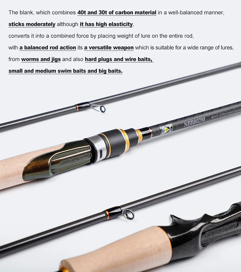 Noeby-Bait casting Rute zum Bassa ngeln, Carbon Finesse Köder rute, Fuji Guide, Süßwassers pinnen, a7, 2,13 m, 2,29 m, 2,43 m, 30ton – Detail 7