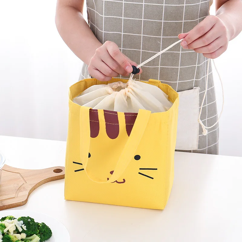 

Simple Practical Insulated Lunch Box Bag Cute Portable Bento Handbag Cartoon Lightweight Aluminum Foil Bento Box Bag