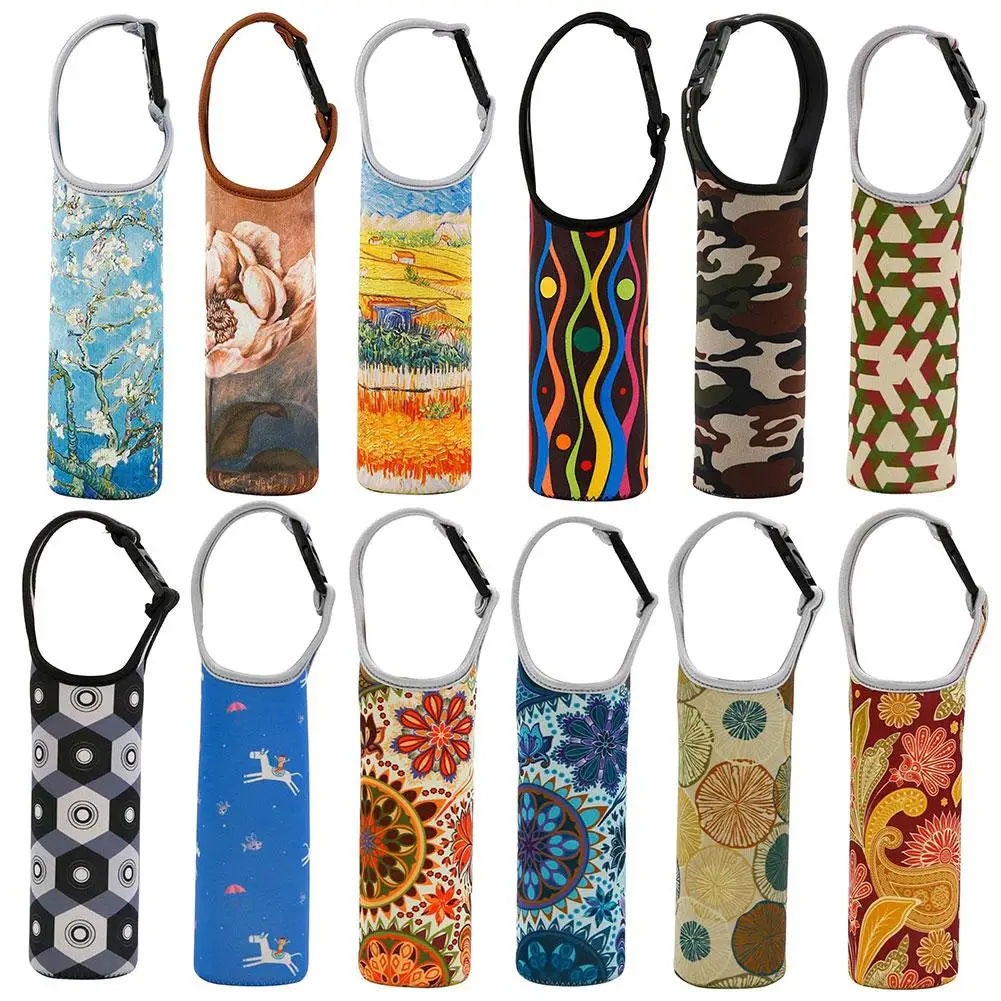Portable Carrying Pouch Case Sleeve Water Bottle Protector Storage Bag with Strap Sports Camping Drinking Cup Covers Holder