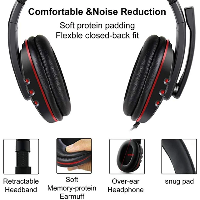 Stereo Gaming Headset For Xbox one PS4 PC 3.5mm Wired Over-Head Gamer Headphone With Microphone Volume Control Game Earphone 2