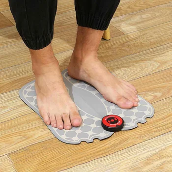 

KIFIT EMS Foot Massager USB Rechargeable Portable Foldable Feet Muscle Stimulator Massage Mat Pad 6 Modes PU Foot Massager