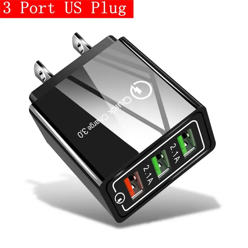3 Port US Black 3.1A Быстрая зарядка 4,0 3,0 4 порта USB зарядное устройство USB быстрое зарядное устройство QC4.0 QC3.0 для samsung S10 A50 Xiaomi Mi9 iPhone X 7 настенный адаптер - Тип штекера: 3 Port US Black
