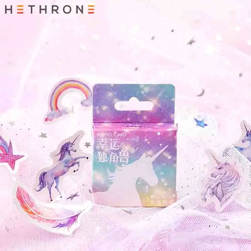 Hethrone 46 шт красивый прозрачный ПВХ стикер для ручного счета с мечтательным единорогом посылка DIY Дневник наклейки чашка декоративный материал