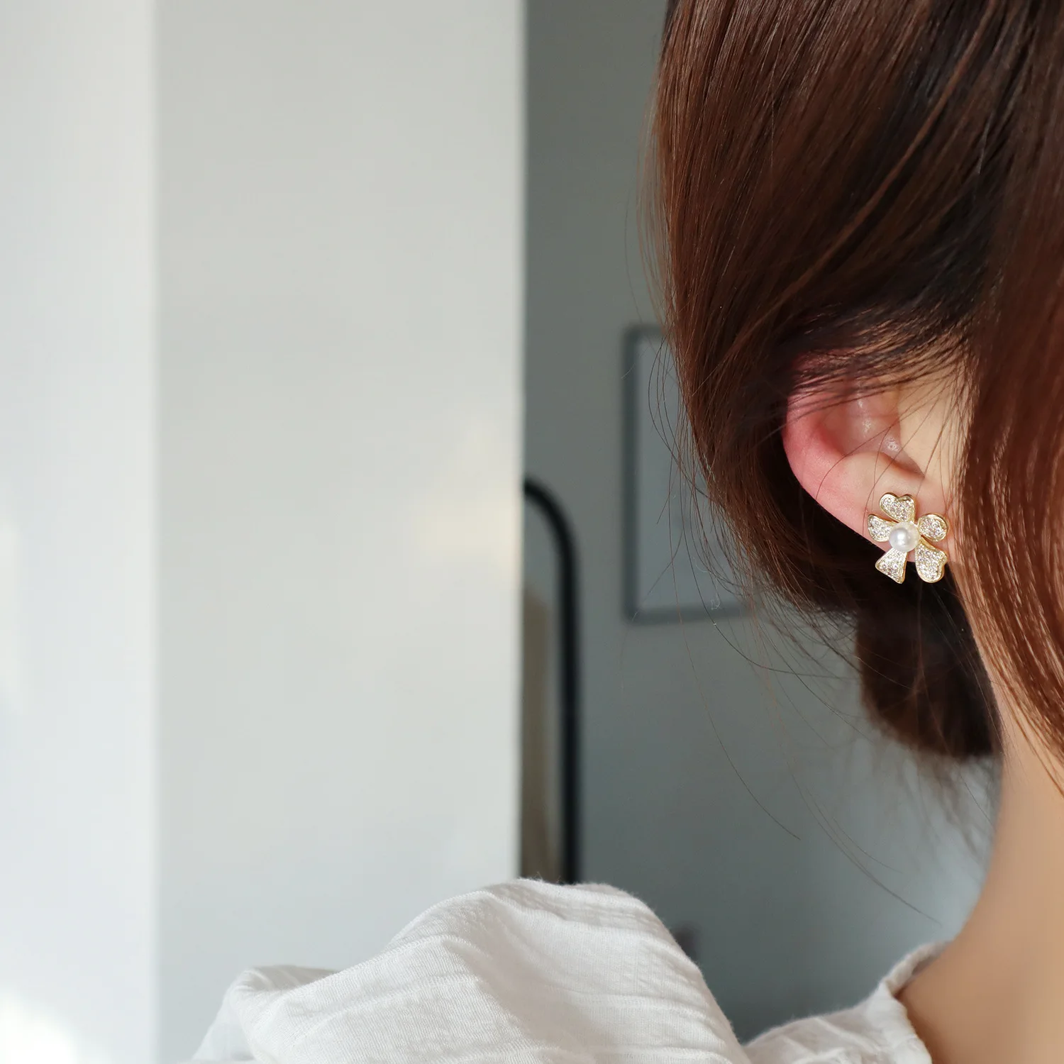 Luxury 14K Real Gold Plated Five zircon leaves Earring Delicate Micro Inlaid Cubic New CZ Stud Earrings Wedding Jewelry Pendant - Image 6