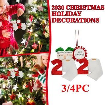 

4pc Personalized Survived Family Of Ornament 2020 Christmas Holiday Xmas Christmas Decorations For Home Party Supplies Navidad