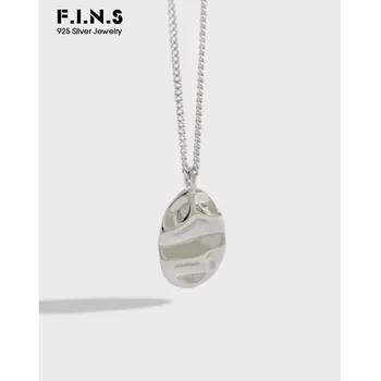 

F.I.N.S Pure S925 Sterling Silver Uneven Geometric Silver 925 Necklace Pendants for Women Female Necklace Korean Fine Jewelry