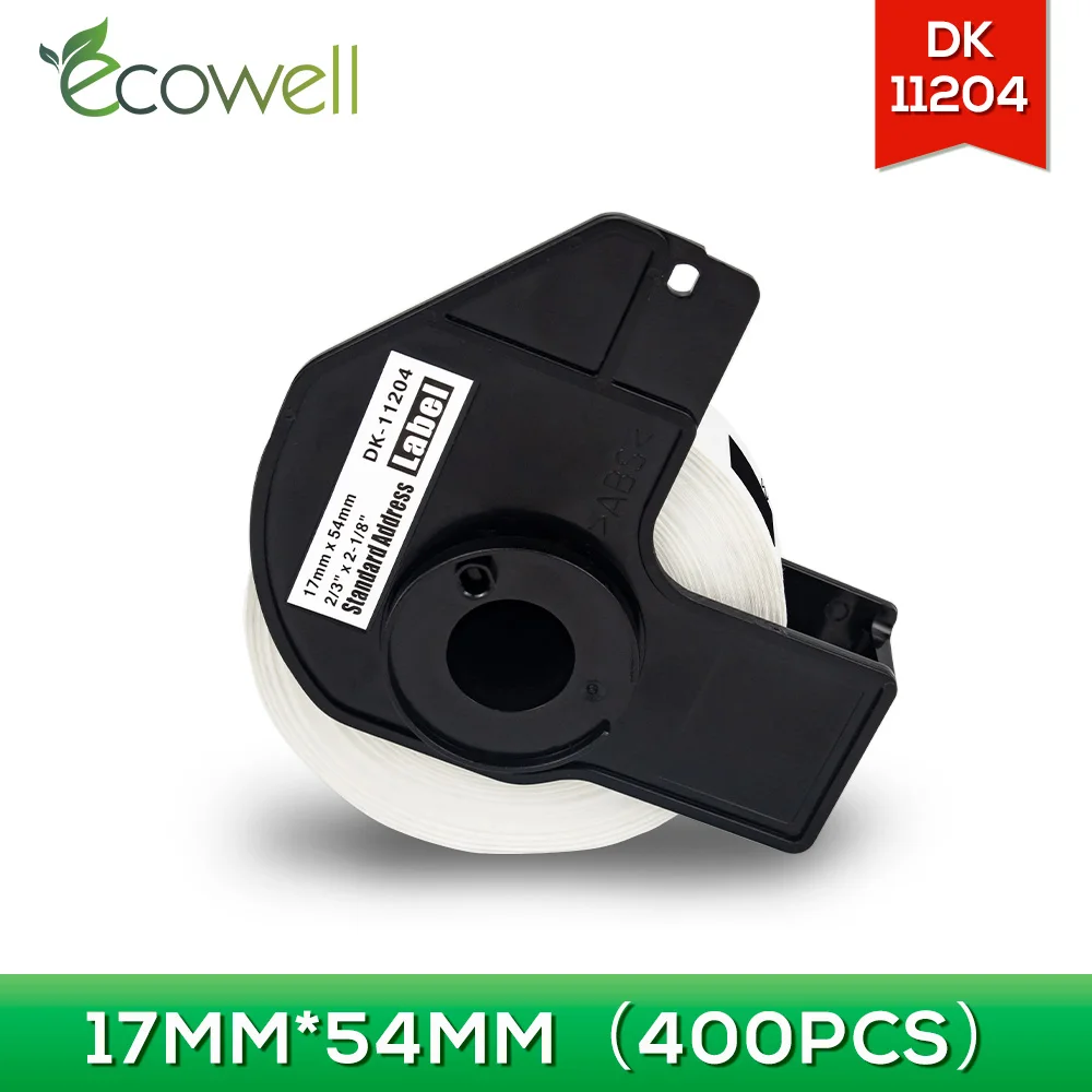 Термобумага Ecowell DK11204 совместимая с принтером для этикеток Brother белая бумага