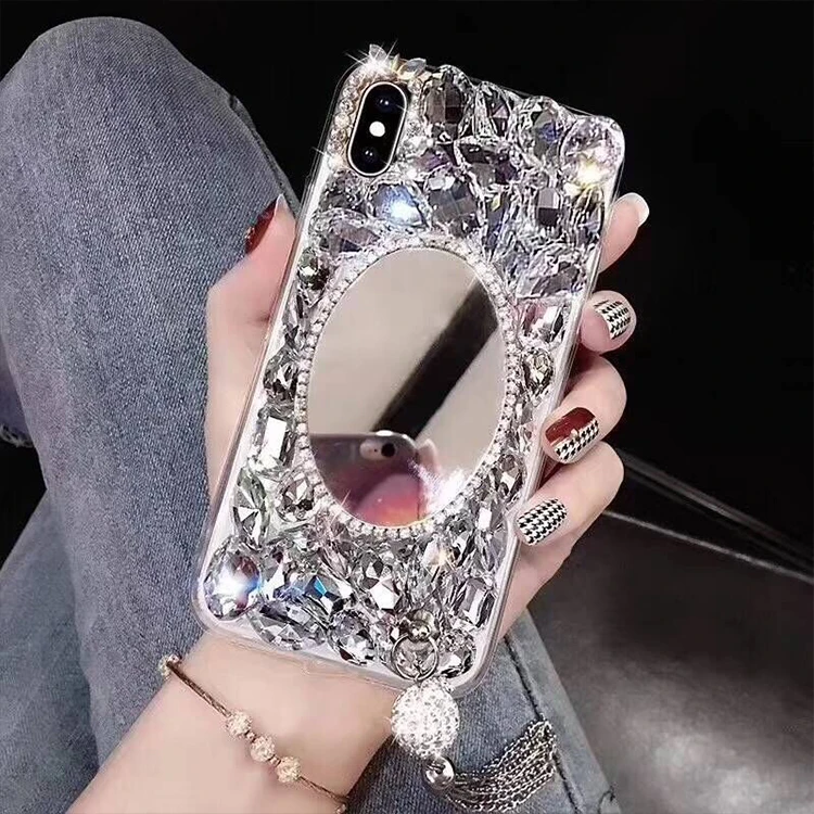 iphone 7 plus case Bling Luxury Glitter Back Cover Diamond Decorated Rhinestone Mobile Phone Case With Mirror for iPhone 12 12Pro 12Pro Max 11 XR X iphone 7 cardholder cases