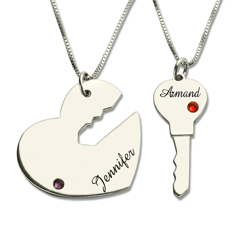 Ailin Sleutel Tot Mijn Hart Koppels Ketting Goud Kleur Gegraveerde Geboortesteen Hart En Sleutel Initialen Bff Ketting Liefde Sieraden|jewelry necklace charms|jewelry necklace holderjewelry fruit - AliExpress