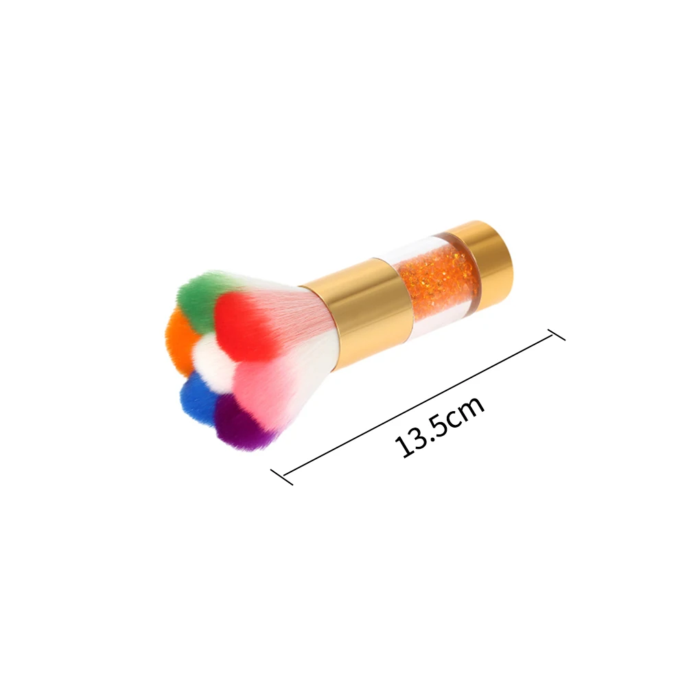 Nail Brush Rainbow Head Dust Remove Face Soft Tools Rhinestone Handle Manicure Ergonomic Dual Use Cleaning Home Salon Easy Clean