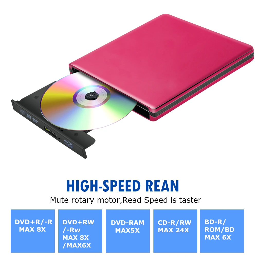 Blu-Ray USB 3,0 внешний BD/CD/DVD привод горелки полированный металл хром для Mac/Windows 10/ноутбук/ПК оптический привод плеер писатель