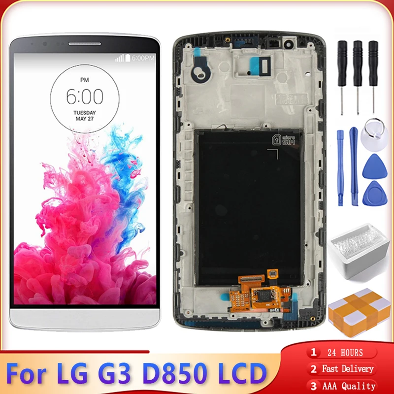 100% Протестировано для LG G3 D850 D851 D855 ЖК дисплей сенсорный экран с рамкой дигитайзер