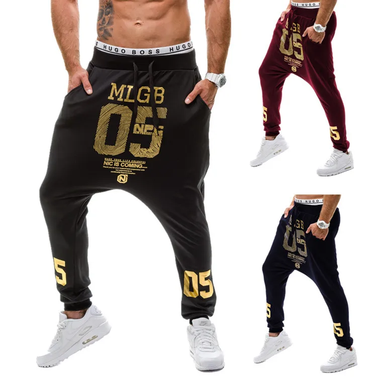 

Trousers Men's New Style MEN'S Wear Harem Pants Trendy Letters Printed Casual Pants xi ha ku Dk07