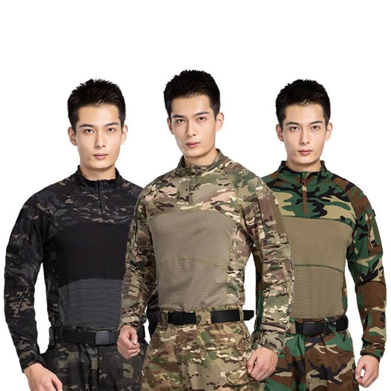 

Military Tactical Men's Shirt Camouflage US Army Long Sleeve T Shirt Multicam Kryptek Black Combat Shirts Camo Paintball T-Shirt