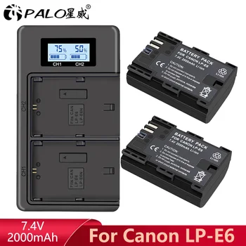 

2x LP E6 LPE6 LP-E6 E6N Battery 2000mAh + LCD Dual Charger For Canon EOS 5DS R 5D Mark II 5D Mark III 6D 7D 80D EOS 5DS R Camera
