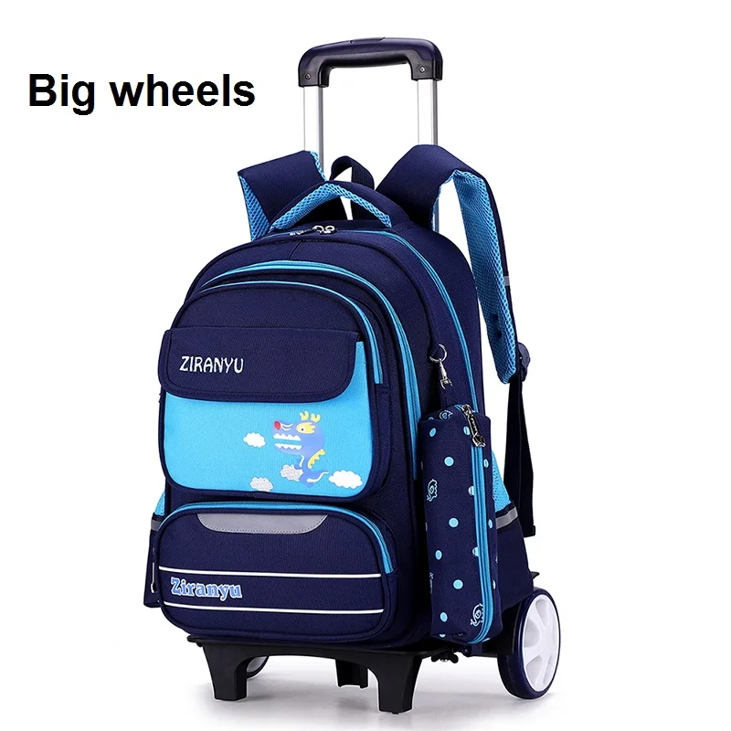 Big wheels Школьные сумки на колесиках для девочек, студенческий школьный рюкзак для мальчиков, водонепроницаемый рюкзак Mochila Escolar, легкий рюкзак на колесиках Zaino - Цвет: Big wheels