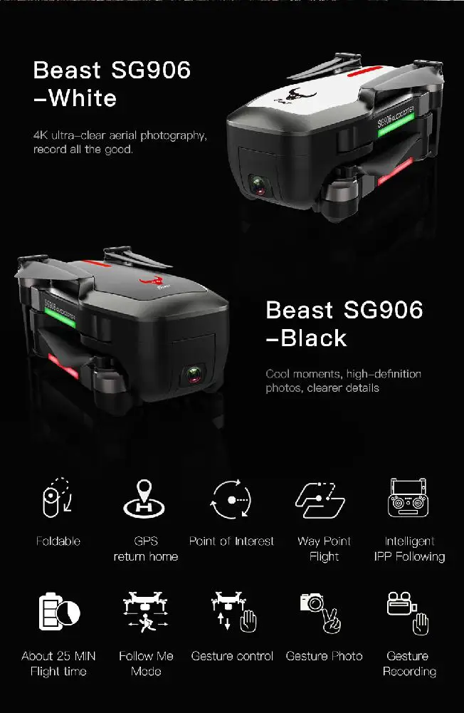 SG906 двойной Дрон с GPS 5G wifi FPV с селфи складной 4K HD камера Радиоуправляемый Дрон складной Квадрокоптер 500 м на большие расстояния