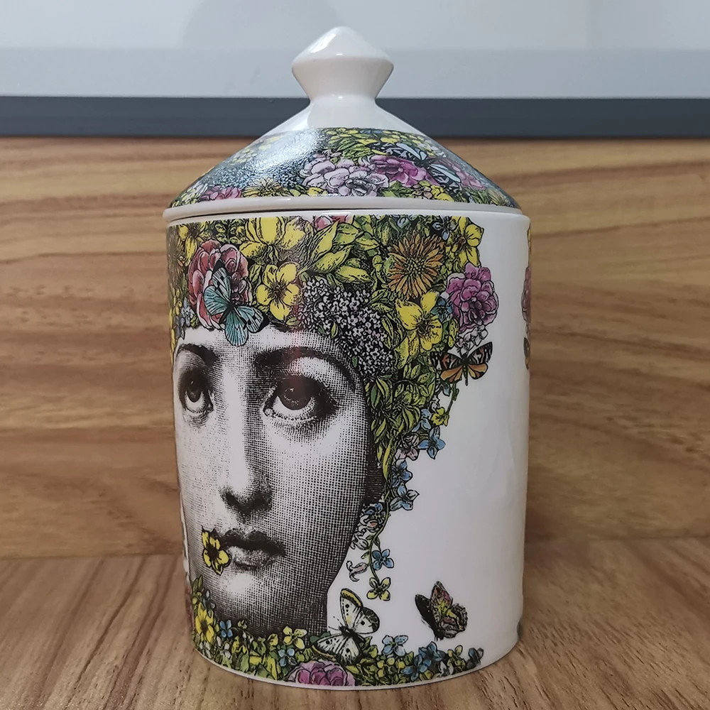 Подсвечник Fornasetti, ручная работа, кувшин для свечей, Ретро стиль, для леди, для хранения лица, керамический контейнер, украшение для дома, ювелирный ящик для хранения