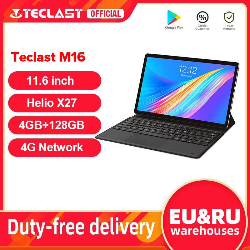Tablet TECLAST M16 4G, 11.6 FHD (1.920x1.080) IPS, MediaTek Helio X27, 4GB RAM, 128GB ROM, Android, 7.500mAh, WiFi dual