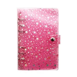 Creative Cute Transparent Colorful Loose-Leaf Notebook Ring Binder - Kawaii School Supplies - A6 (PINK  STAR)