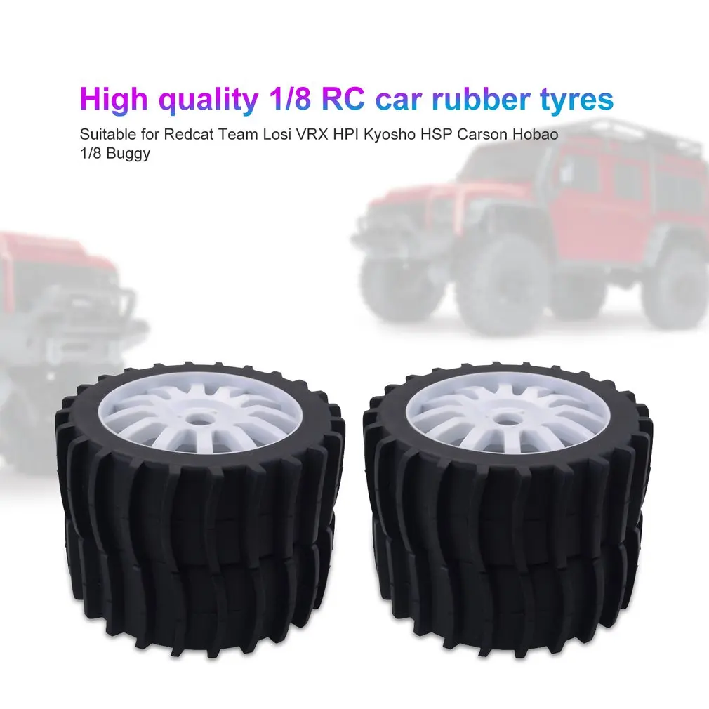 4PCS 1/8 RC Car Snow Sand Paddle Tires Rubber Tyres Wheels for Redcat Team Losi VRX HPI Kyosho HSP Carson Hobao 1/8 Buggy