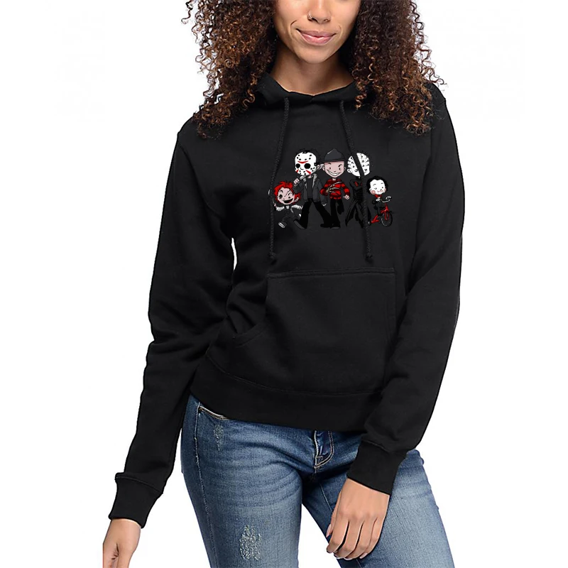 

Halloween Long Sleeve Hoodies Girls Harajuku O-neck Hooded Sweatshirt Pullovers Women Fashion Cotton Hoody Autumn Casual Hoodie