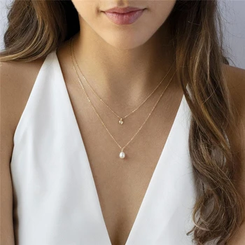 

14K Gold Filled Pearl Necklace Handmade Jewelry Choker Pendants Collier Femme Kolye Collares Boho Heart Necklace for Women