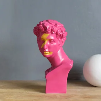 

Sculpture Statue Crafts Home Decoration R2225 Figurine Resin Simple Modern Lightning Giuliano De' Medici Art Handmade Art Pink