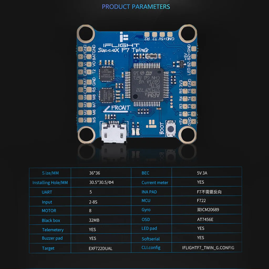 Контроллер полета iFlight sucex F7 V2.1 TwinG(Dual ICM20689) для дрона FPV RC