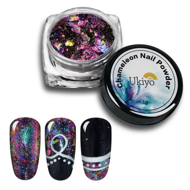 Box Chameleon Powder Need Black Base 3D DIY Flakes Sequins Nail Glitter Powder Chrome Pigment Nail Art Decorations