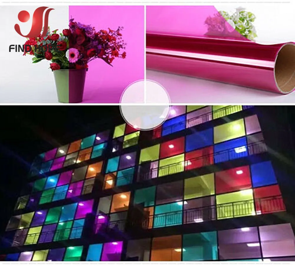 Color Glass Shop Mall KTV Sliding Door Stickers Self-Adhesive Window Film Transparent Insulation Cellophane Decorative Film