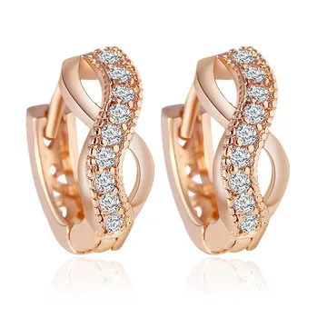 

Korean fashion temperament crystal zirconium character ear nail foreign trade hot sales trend metal earrings high-end wholesale