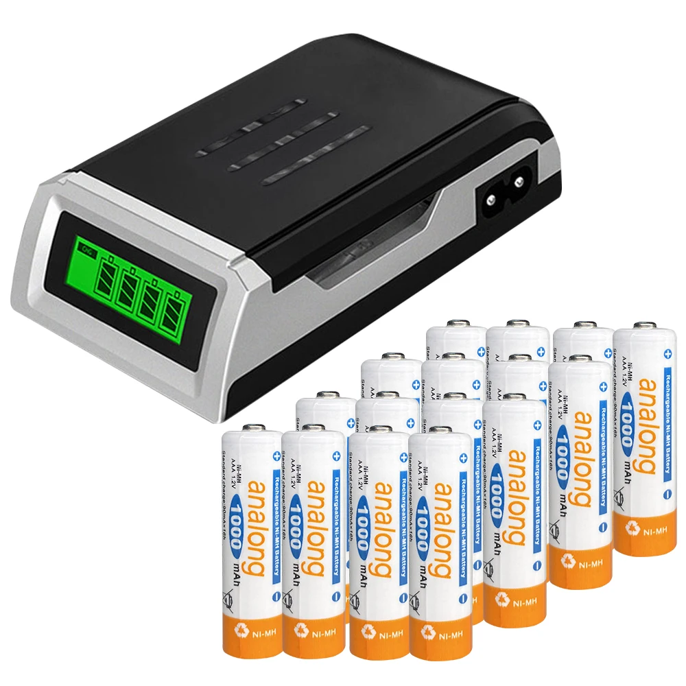 16 X analong AAA батарея Ni-MH 1,2 V 1000MAH AAA перезаряжаемые батареи 3A батареи+ ЖК-зарядное устройство